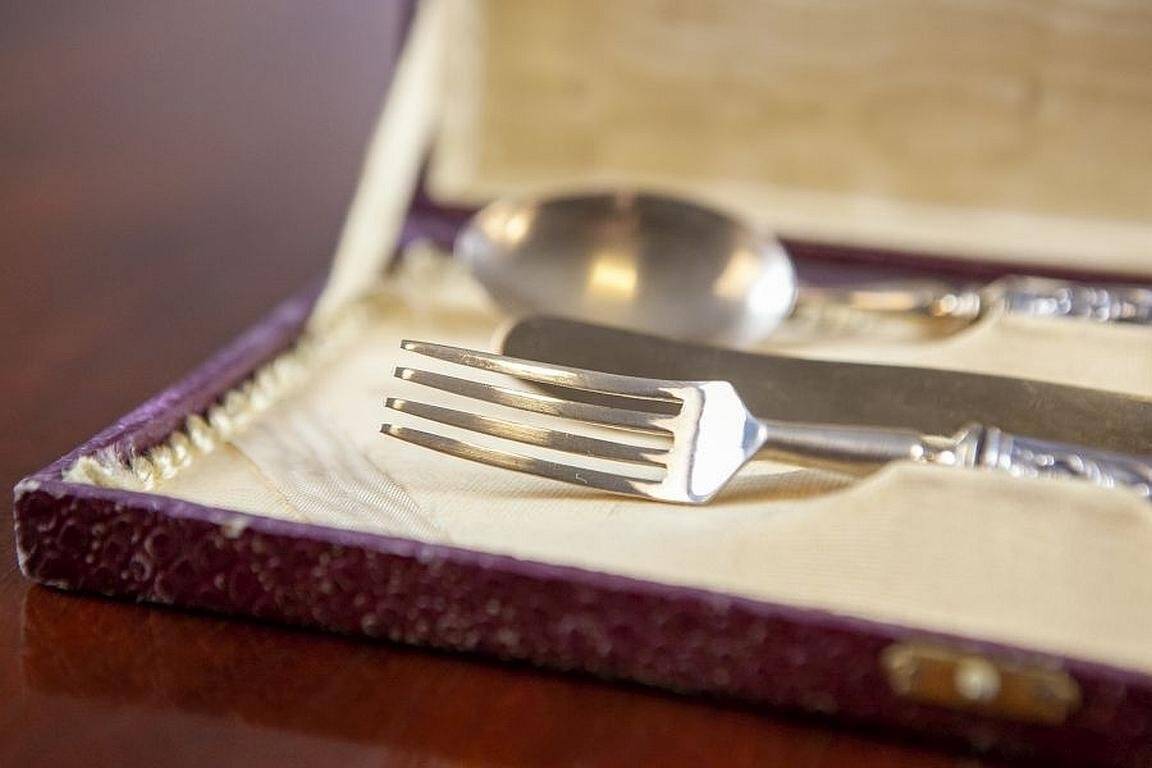 800 Silver Standard Silverware Set, 1930s, Set of 3