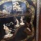 Paravent chinois bois laqué et marqueterie de pierre