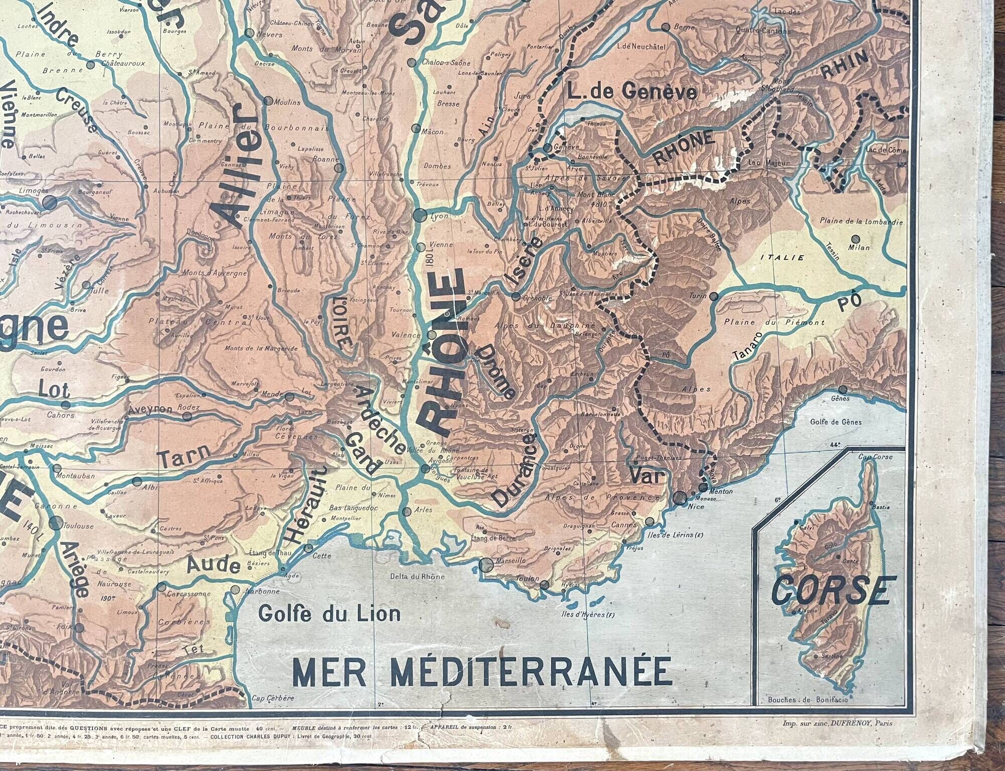 Old Vidal Lablache map 2, Mézières, T46, 1910 - France Watercourse