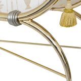Bench in gilded brass and Empire-style fabric
