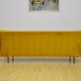 Yellow velvet sofa with fold-out function, 1960s