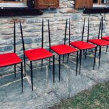 Six steel and brass chairs attributed to Carlo de Carli