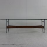 Table basse design des années 60 en palissandre et verre par Rudolf Glatzel pour Fristho
