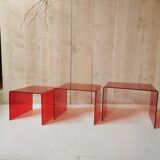 Red plexiglass nesting tables