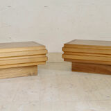 Pair of bedside tables or pieces of sofa in solid elm