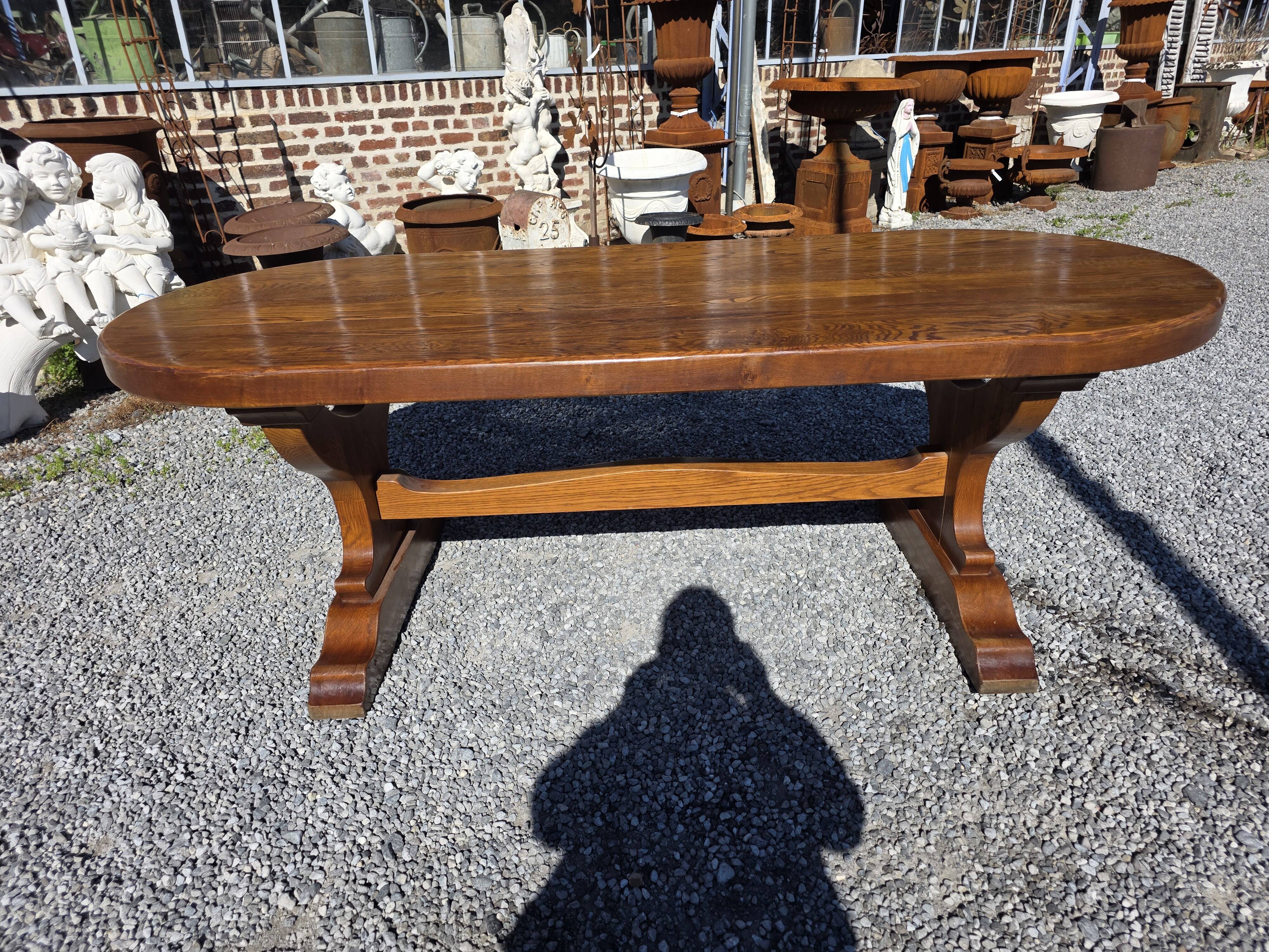 Solid oak farmhouse table, 220×90cm