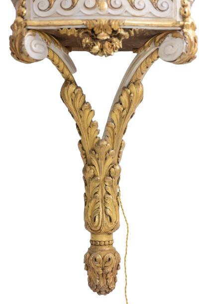Louis XVI style gilded and lacquered wood console. Circa 1900.