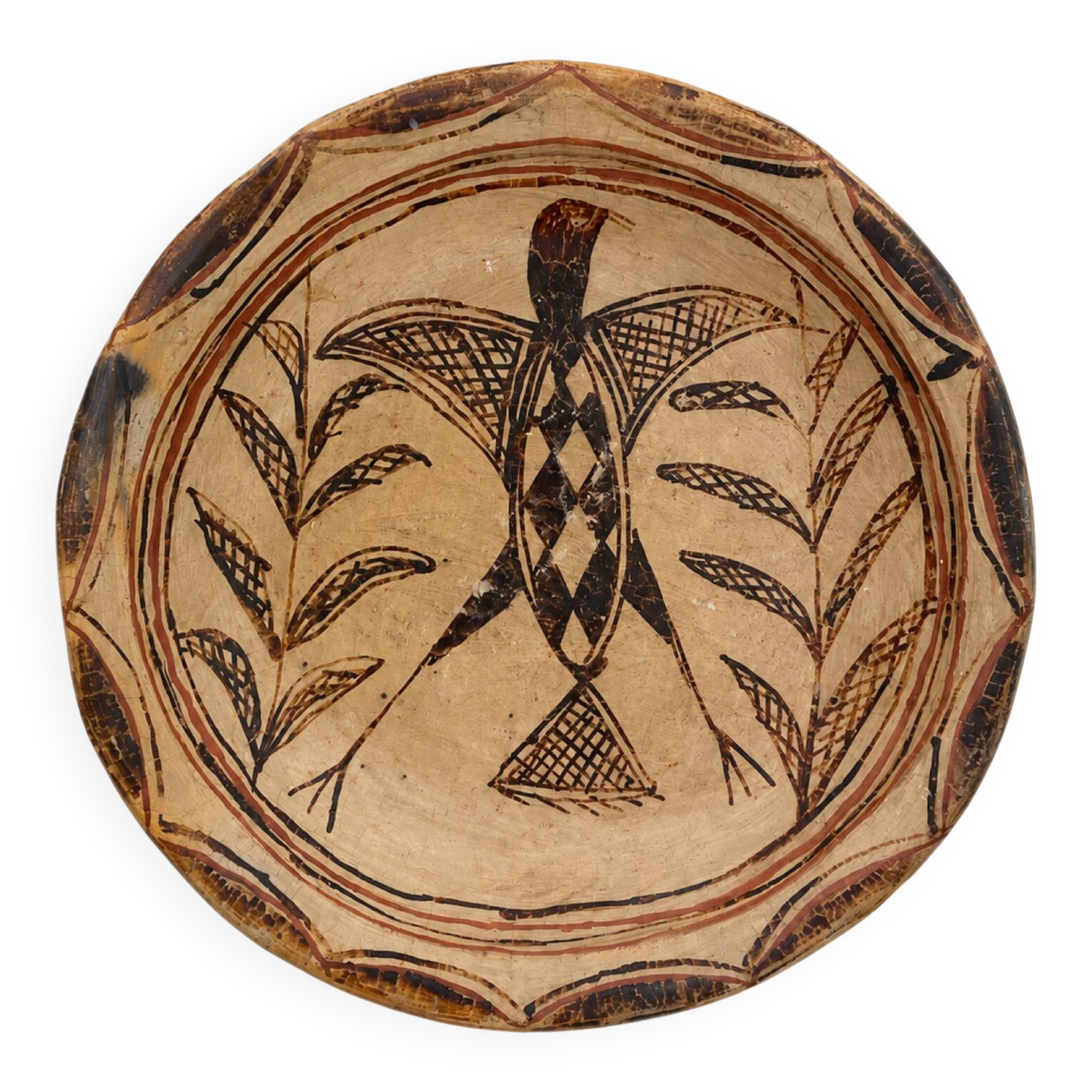 Ancient Berber dish from Kabylie featuring a bird, early 20th century.