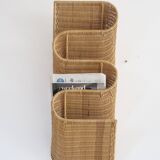 rattan wave wall-mounted magazine holder