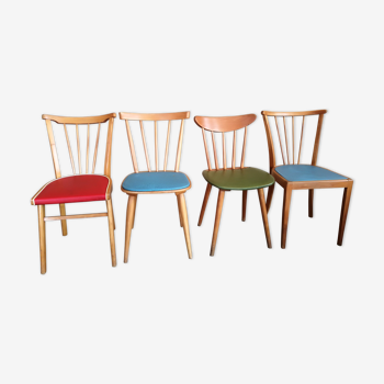 Set de 4 chaises à barreaux dépareillées