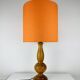Turned wood lamp with orange shade, 1970s.