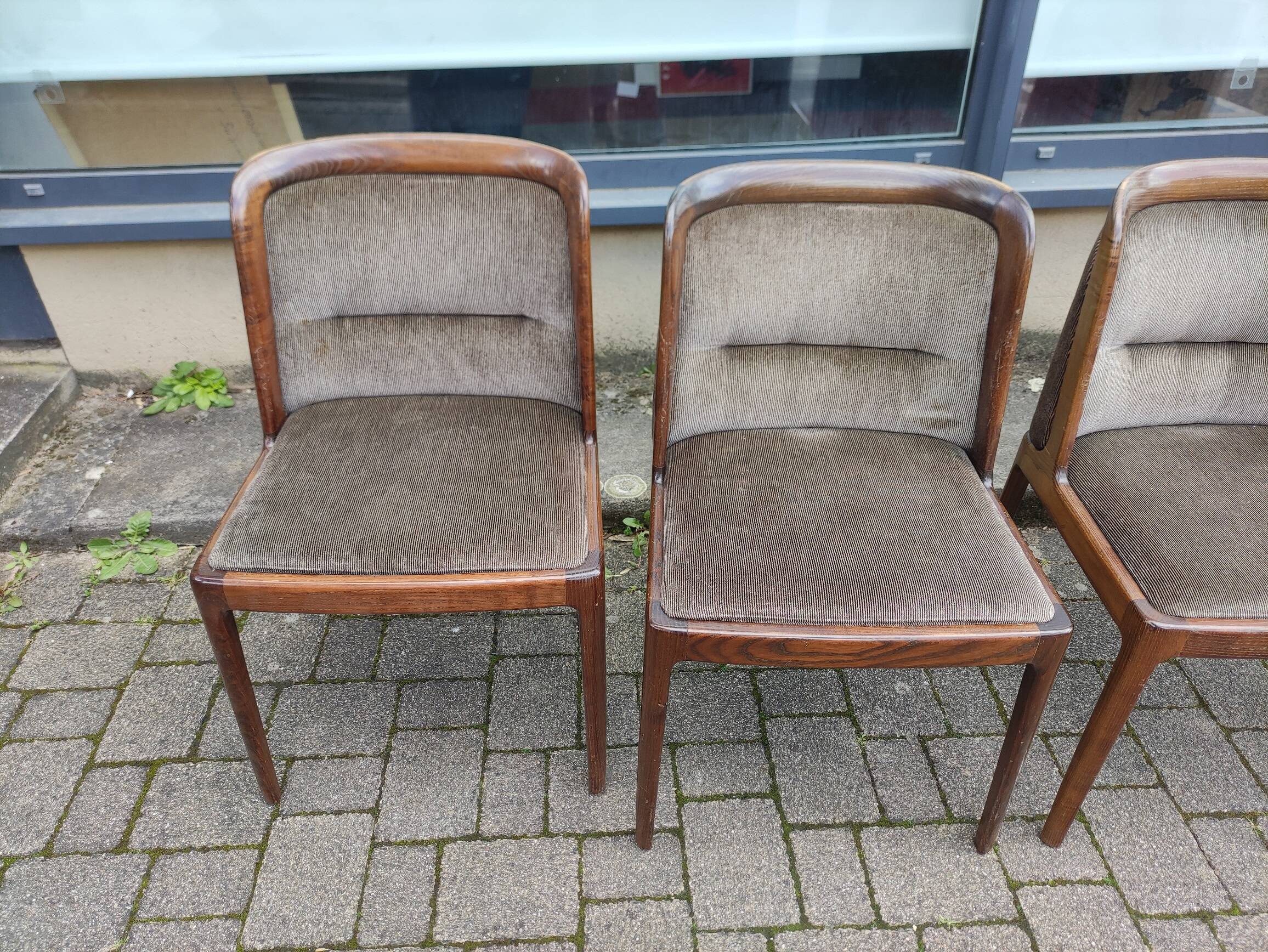 Set of 4 Dining Room Chairs - Dark Wood - Fabric - Scandinavian
