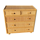 Chest of drawers 5 drawers in rattan and cannage