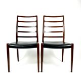 Set of 6 Niels Møller Model No 82 Chairs in Rosewood & Leather Denmark 60’s