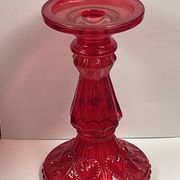 Fancy candle holder in red glass Italian style Empoli glass 18.5 cm