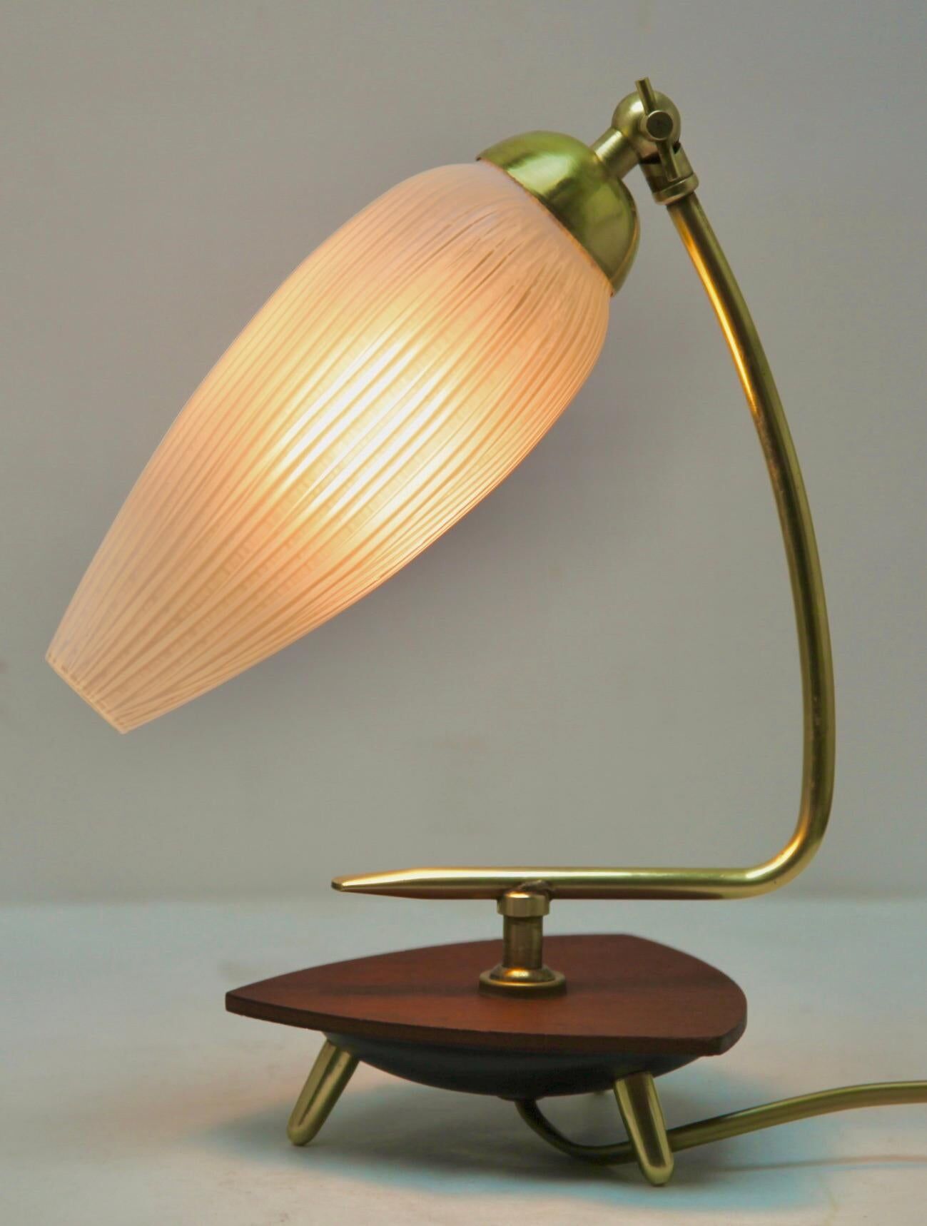 Vintage lamp with white glass lampshade and brass fitting