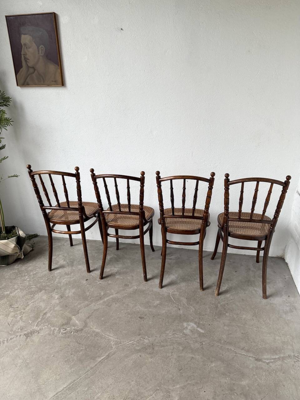 Set of 4 Fischel cane bistro chairs