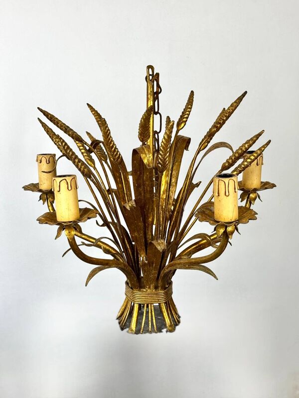 Lustre épi de blé attribué à Maison Jansen