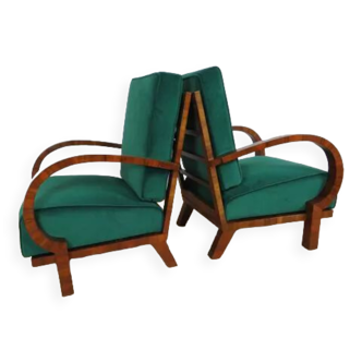 Pair of Artdeco restored armchairs by Jindrich Halabala