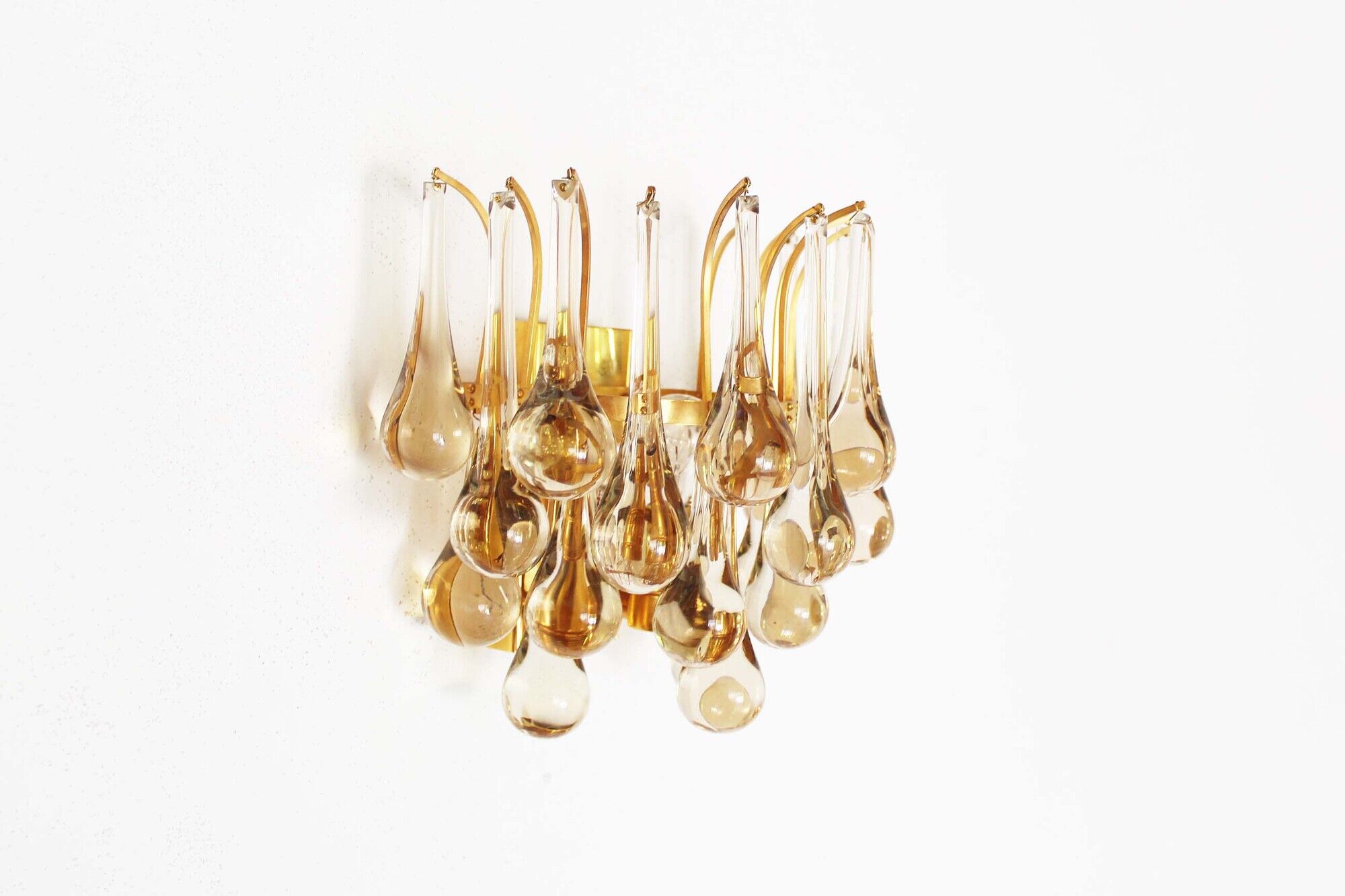 Gilt and crystal glass teardrop sconce by Christoph Palme