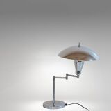 Bauhaus Chromed Desk Lamp with Adjustable Lampshade, Italy 1950s