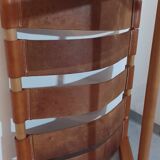 Hocker / Puff Leder & Holz années 1970