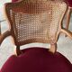 Set of 4 Louis XV style chairs in cherry wood – canework and burgundy velvet