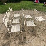 Six Tolix chairs 60s in their original paint with touch-ups