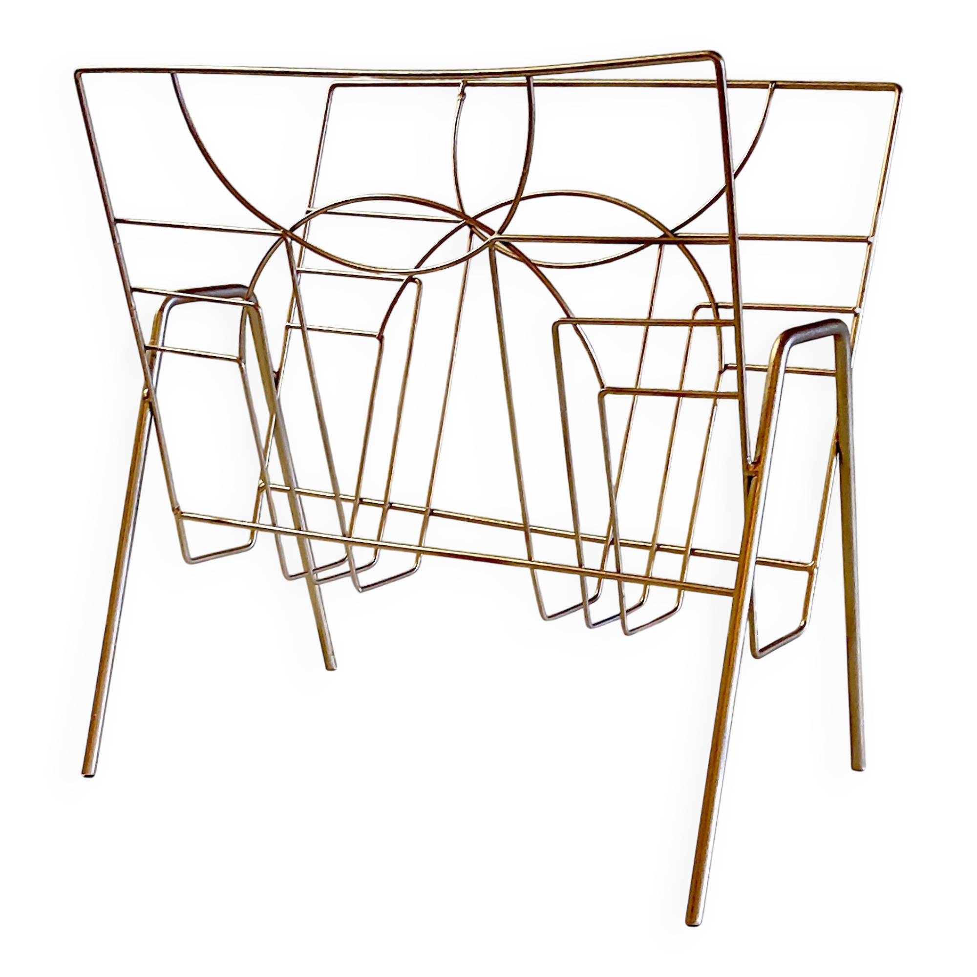 Art Deco style magazine rack in gilt metal - mid-20th century