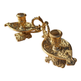 Pair of solid brass and arabesque candle holders