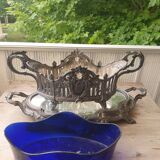 Silver metal planter or fruit bowl