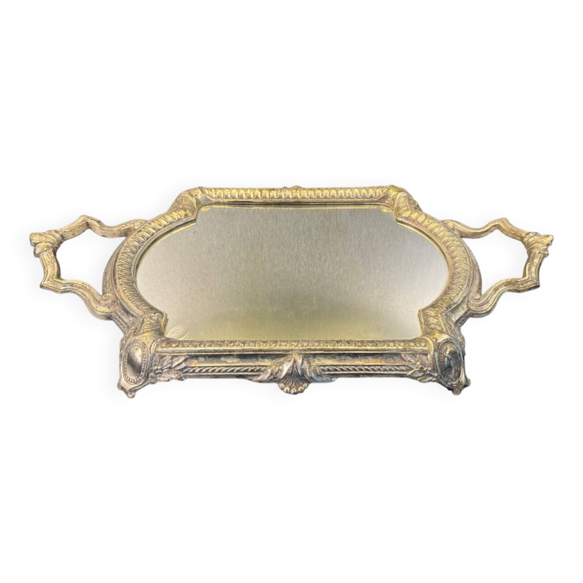 Silver metal mirror tray