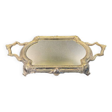 Plateau miroir en métal argenté