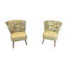 Pair of cocktail chair style Japandi Japan/Scandinavia Klimt effect fabric