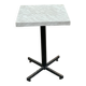 Table de bistrot carré en bois blanc pied central
