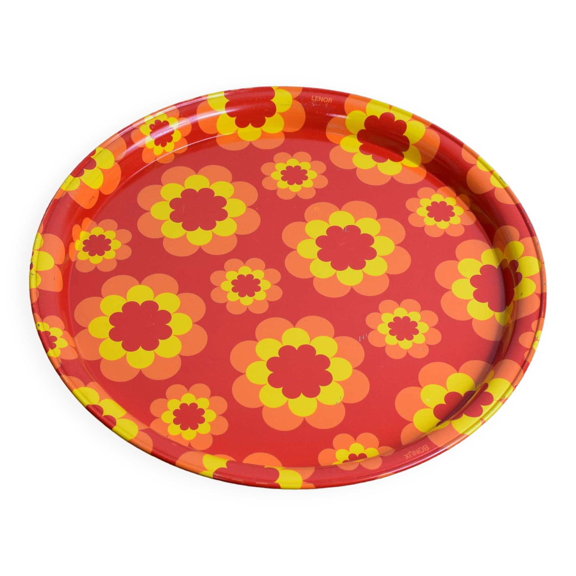 Vintage orange flower tray.