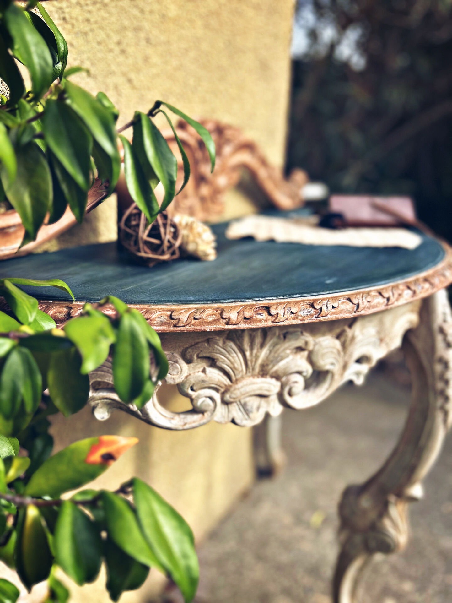 Antique patinated console