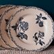 Set of 4 plates old blue flowers on cream background