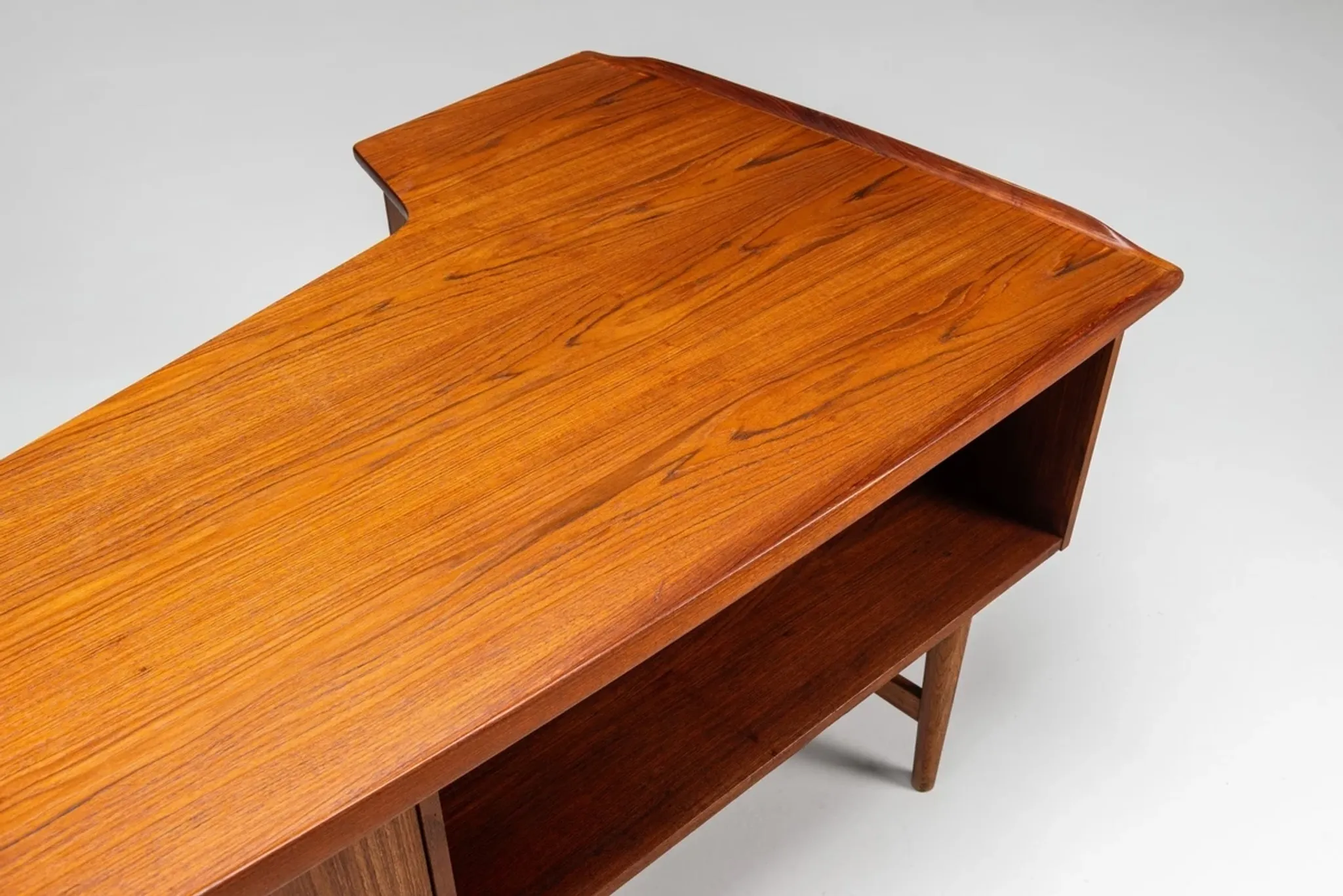Peter Lovig Nielsen boomerang writing desk teak Lovig Denmark 1960