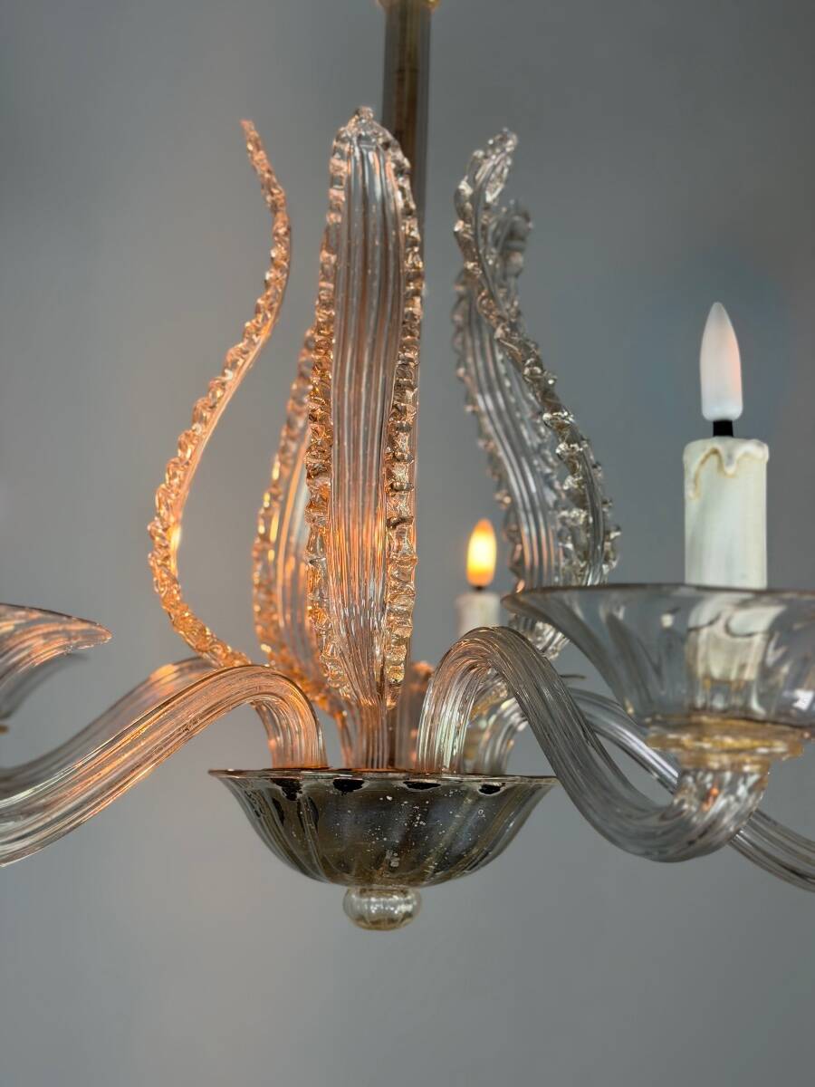 Venetian chandelier made of Murano glass, 5 light arms, circa 1920