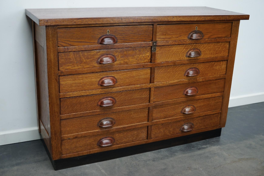 Dutch apothecary furniture in oak mid-twentieth century