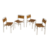 Set of 4 cognac leather chairs DLG Martin Visser 60's