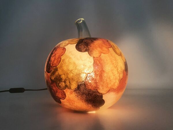 Lampe à poser en verre soufflé forme pomme années 70