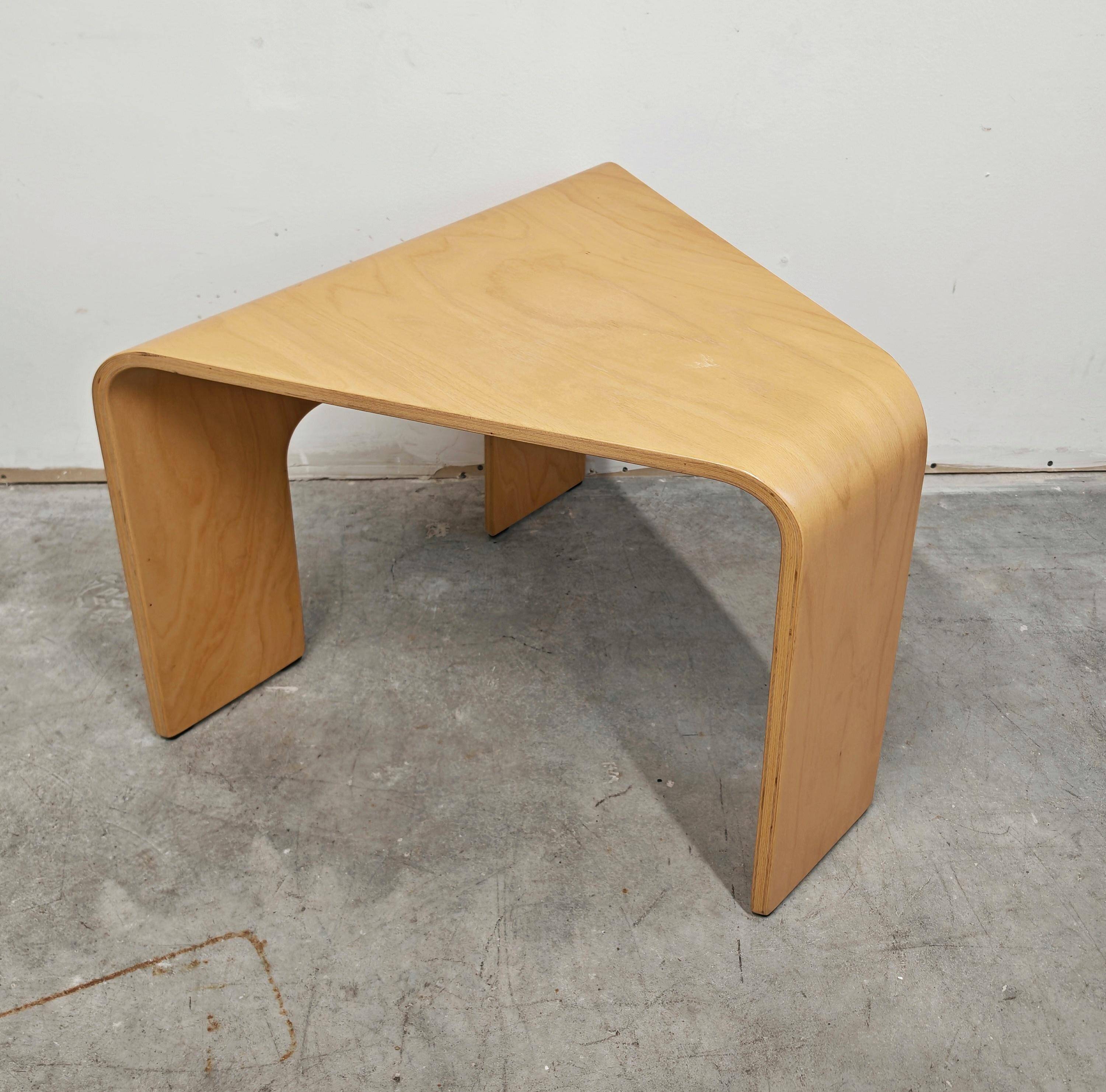 Postmodern side table made of beech plywood by Ekornes Stressless from the 1980s.