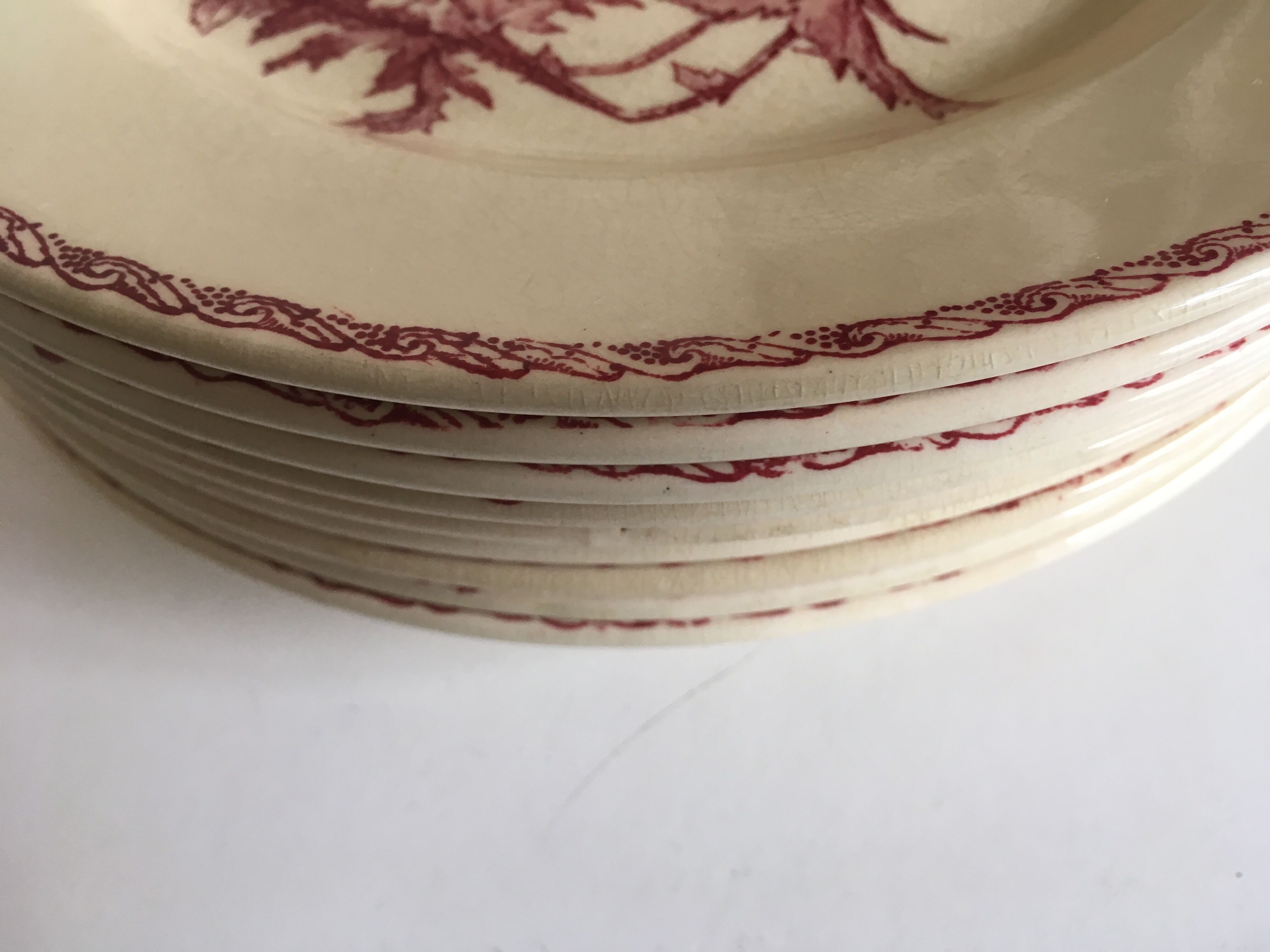 Set de 9 assiettes en faience 19e oiseaux Longwy