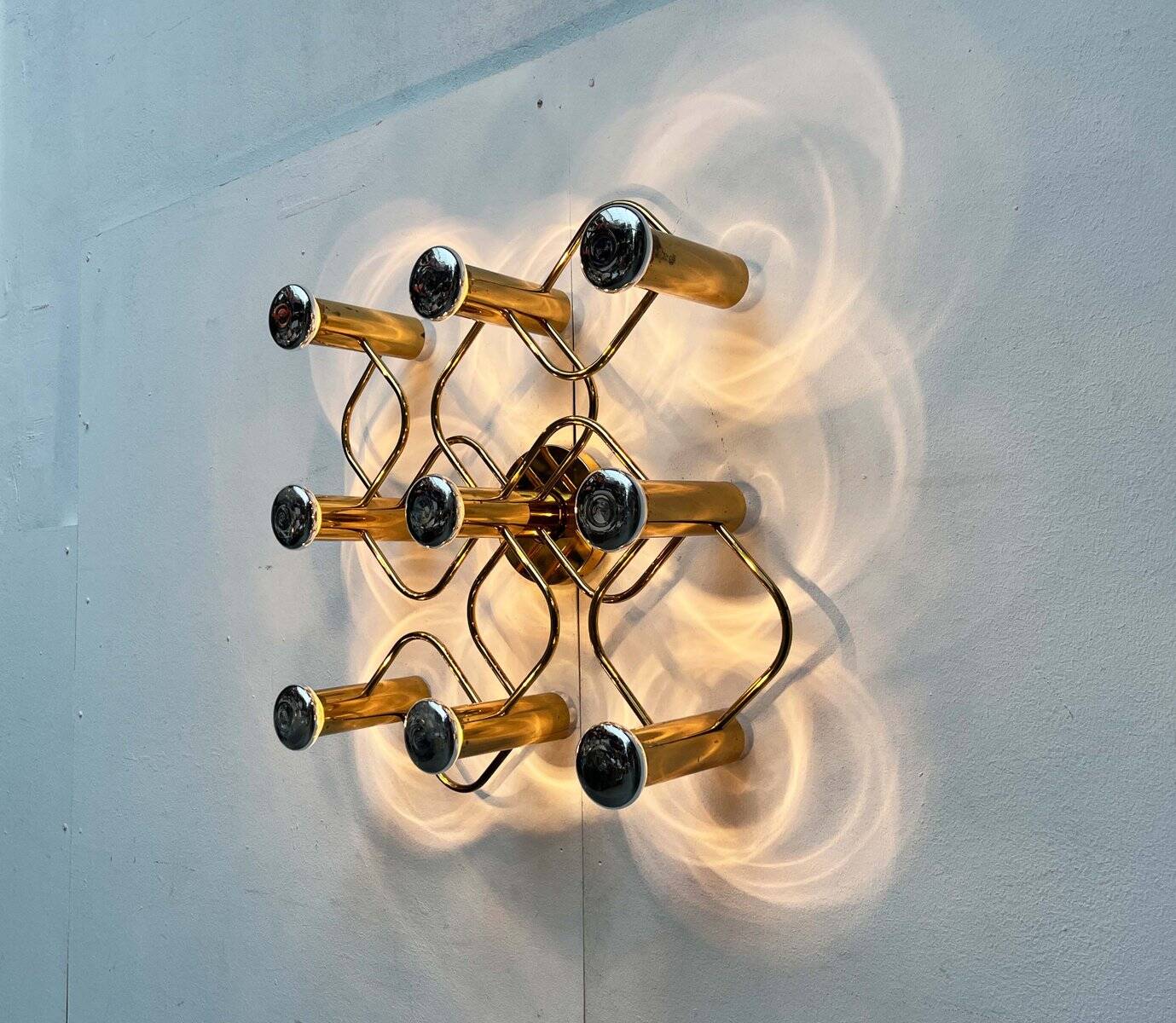 Vintage German wall lamp Hollywood Regency by Gaetano Sciolari for Leola, 1970s.