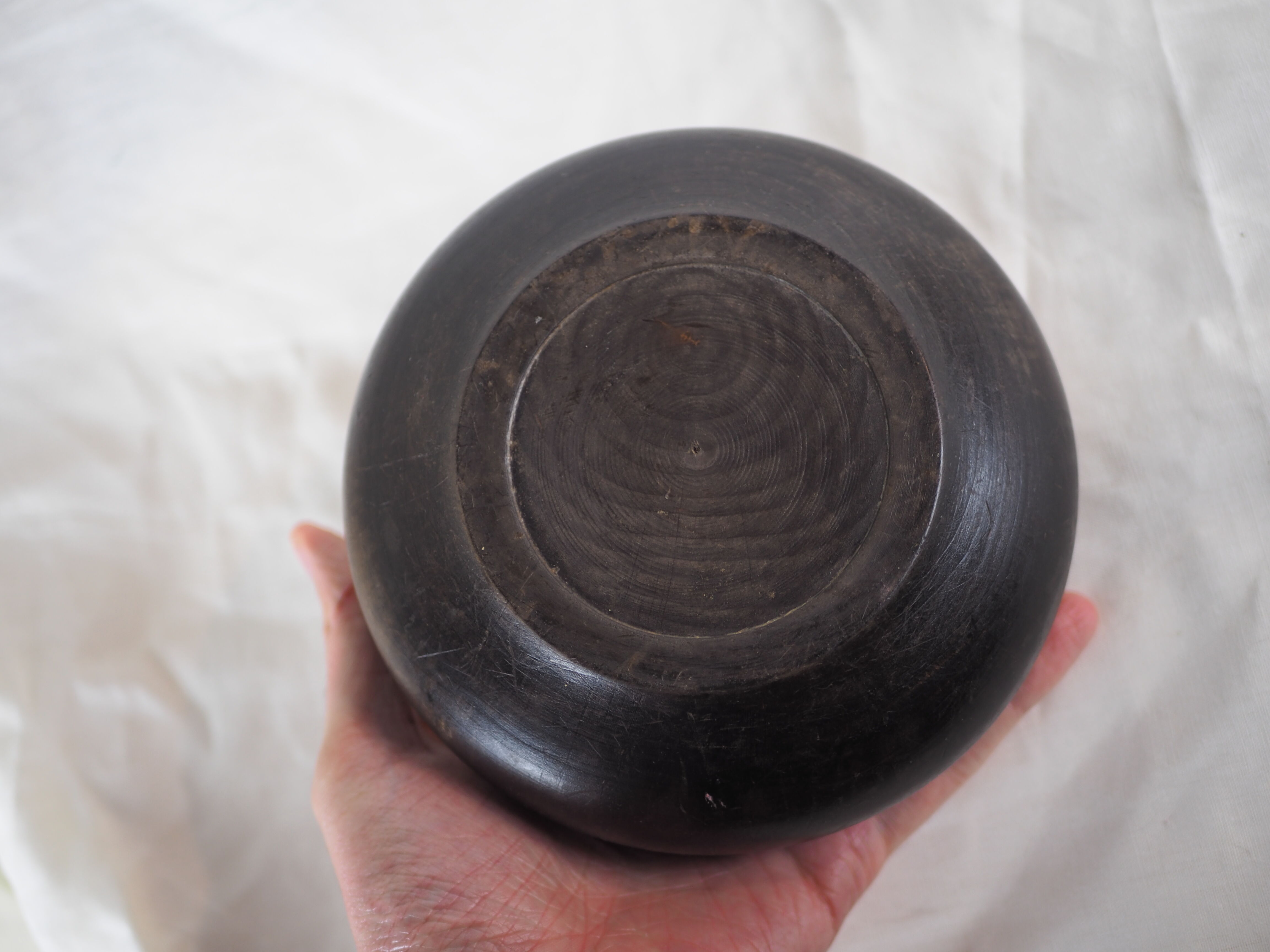 Large blackened wooden box mountain landscape folk art early / mid twentieth