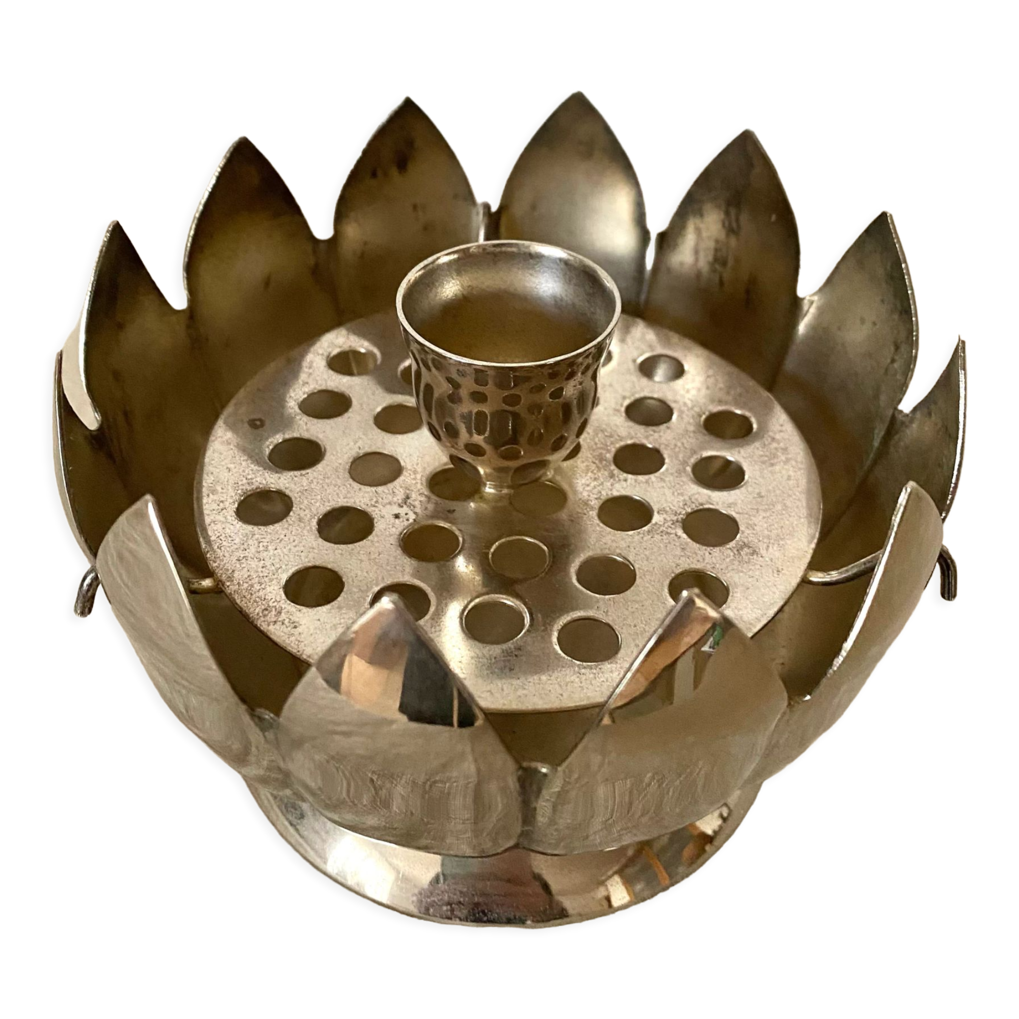 80s lotus flower candle holder