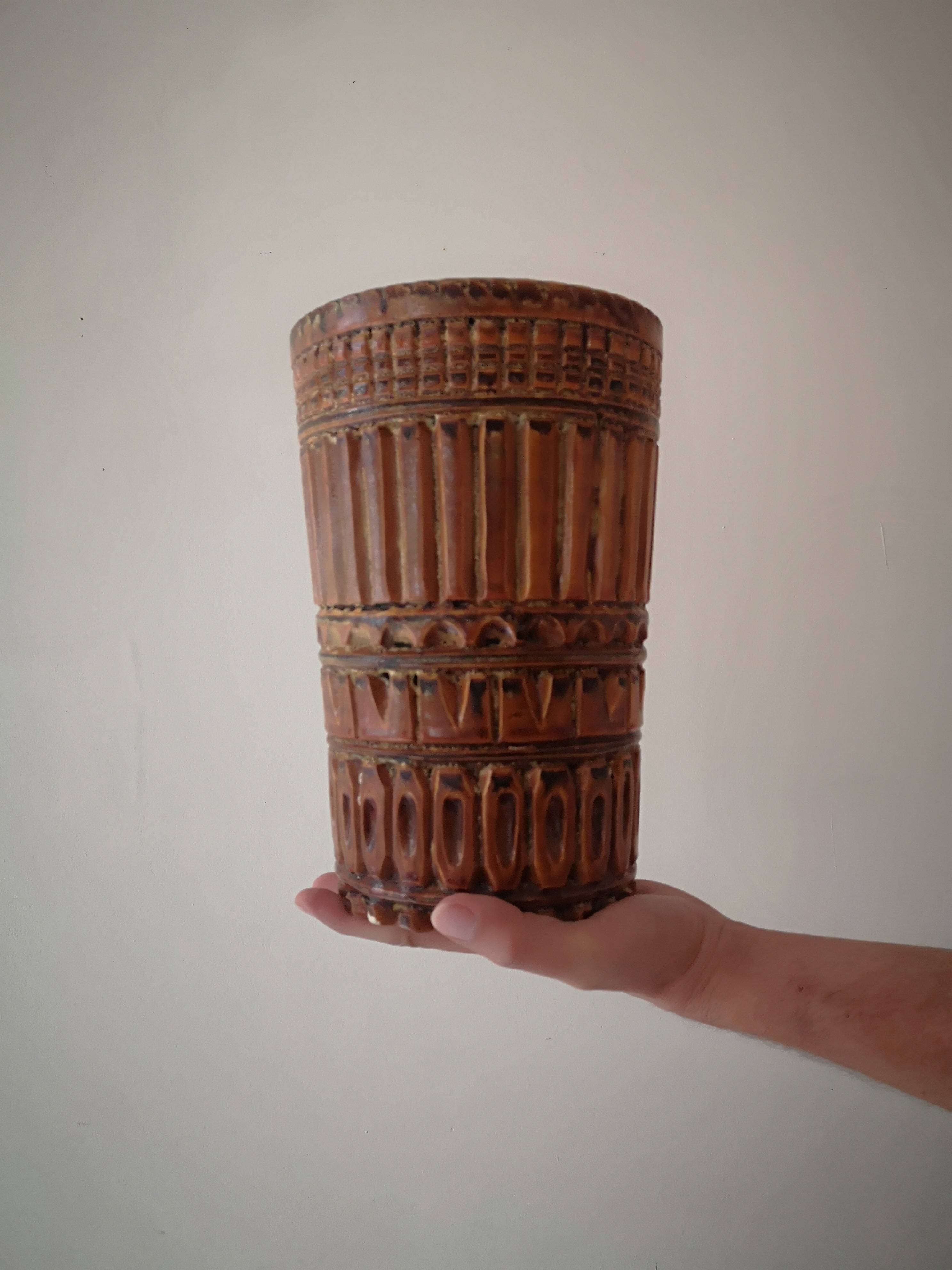 Large ceramic vase signed marius bessone vallauris 1950