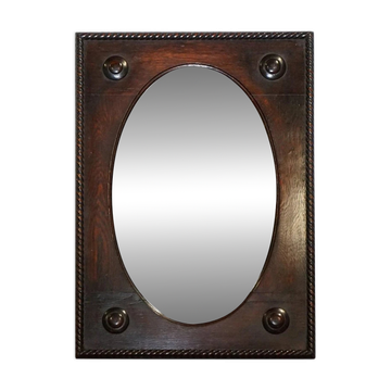 Antique Oak Arts & Crafts Wall Mirror, England